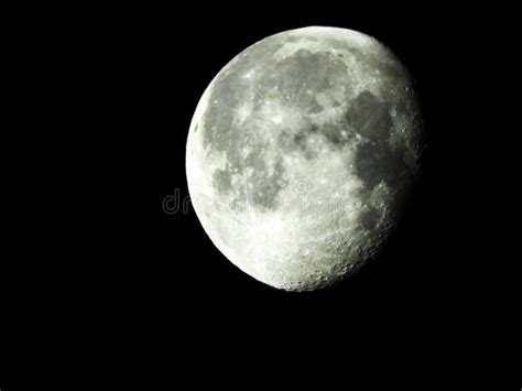 Waning Gibbous Moon at 92 Full with Meteorite Craters Stock Image ...