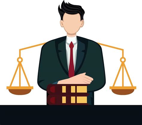 lawyer with stack of law books and balance scale flat style vector ...