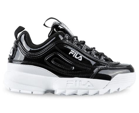 Fila Women's Disruptor II Premium Patent Sneakers - Black/White | Catch.com.au