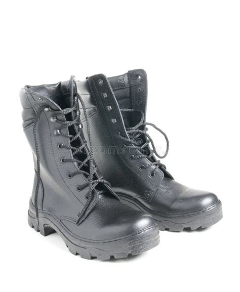 Black British Army Issue Combat Boots Stock Photo - Image of infantry ...