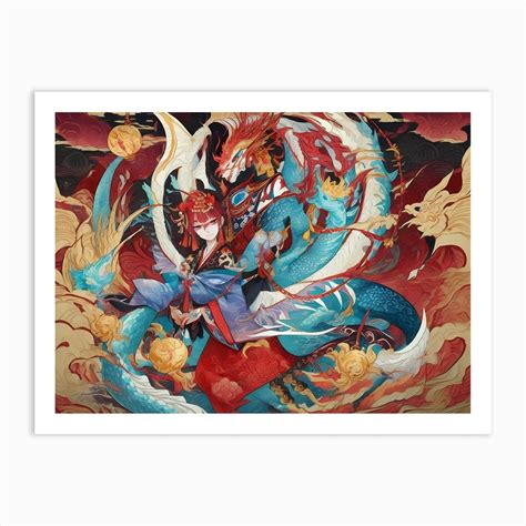 Dragon And Phoenix Art Print by Ventoti - Fy