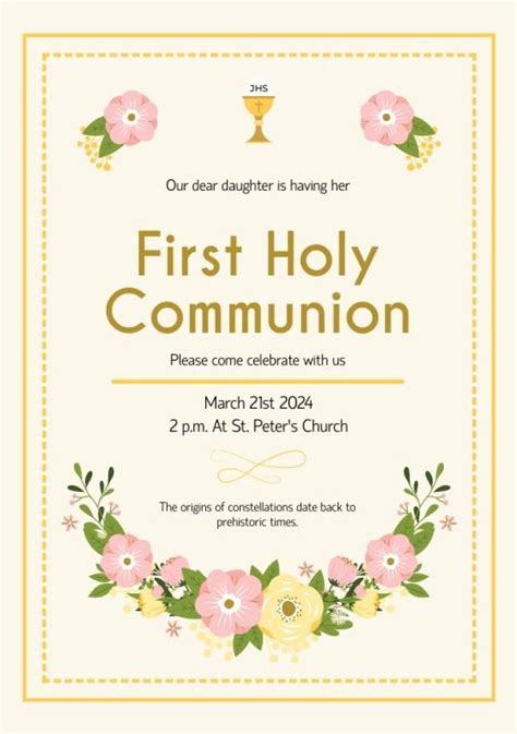 Free First Holy Communion Invitations Templates Wepik, 42% OFF