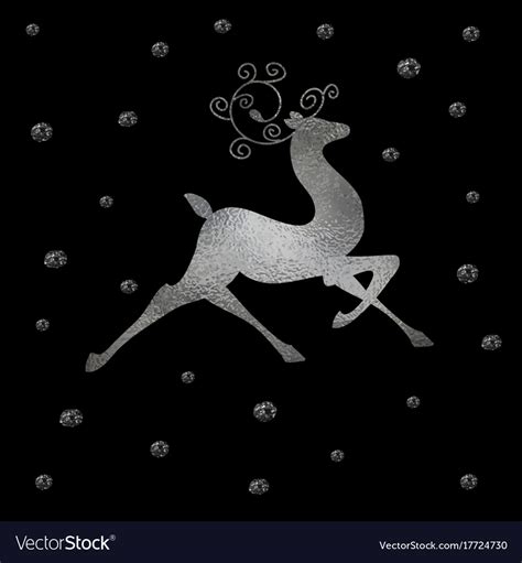 Christmas foil reindeer silhouette Royalty Free Vector Image