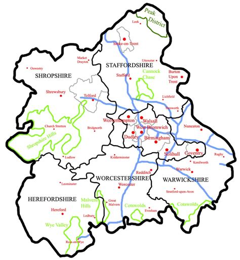 Map of West Midlands - Mapsof.Net