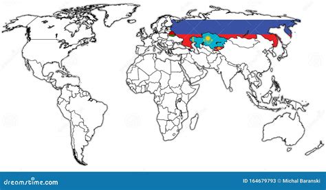 Eurasian Economic Union Territory on World Map Stock Illustration ...