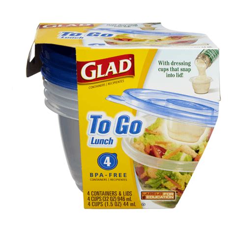 Glad Food Storage Containers, To Go Lunch, 32 Ounce, 4 Count | Freezer, Storage Bags | Festival ...