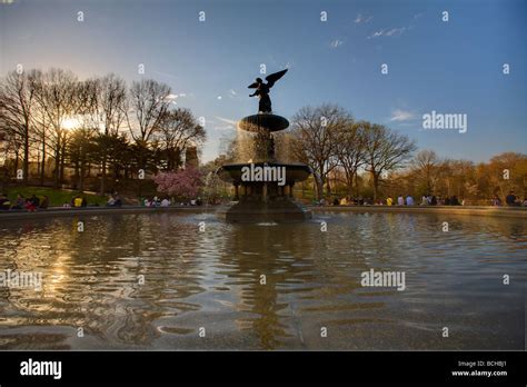 Central Park Angel fountain , New York Stock Photo - Alamy