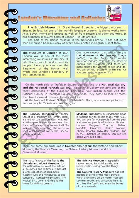 London museums - ESL worksheet by joygrant