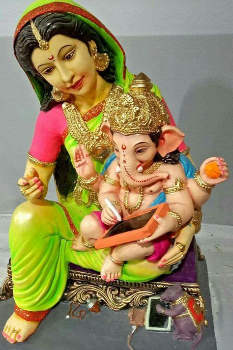 Gauri educating Ganesh! (With images) | Ganesh chaturthi images, Ganesh ...