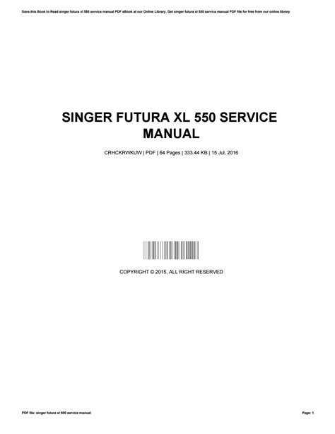 Singer futura xl 550 service manual by BonnieCallahan1998 - Issuu