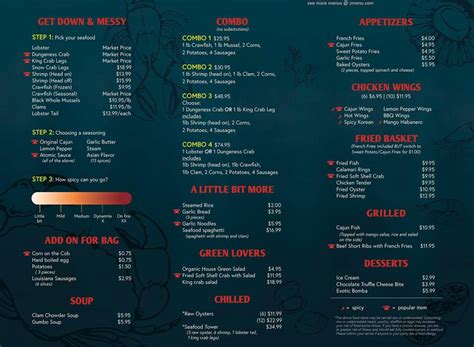 Menu at Bag O’ Crab restaurant, Merced