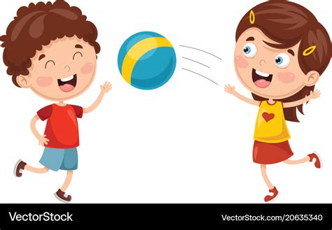 Kids playing with ball Royalty Free Vector Image