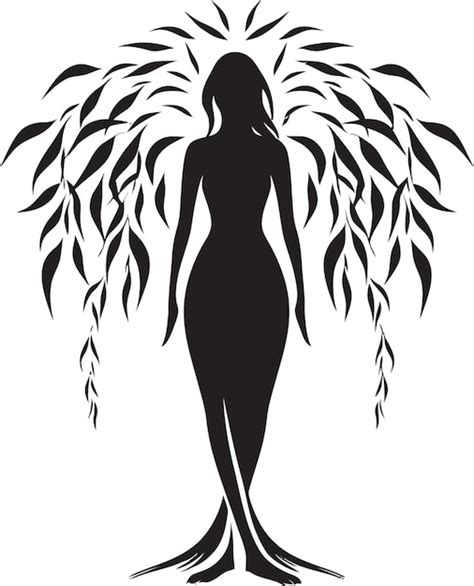 Premium Vector | Timeless tranquility woman as willow tree vector logo ...