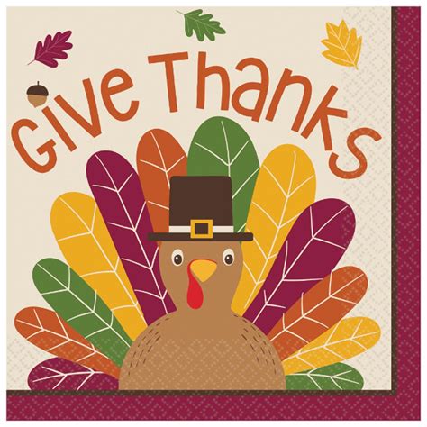 Give Thanks Gobble Gobble 36 ct Beverage Napkins Turkey Thanksgiving ...