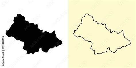 Bijelo Polje map, Montenegro, Europe. Filled and outline map designs. Vector illustration Stock ...