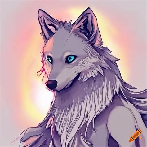 Wolf fanart in line art style on Craiyon