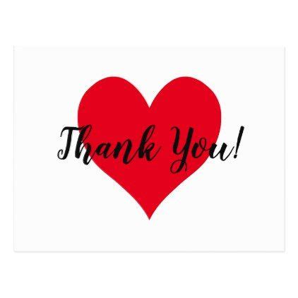 Red Heart Thank You Postcard | Zazzle | Thank you postcards, Thanks ...