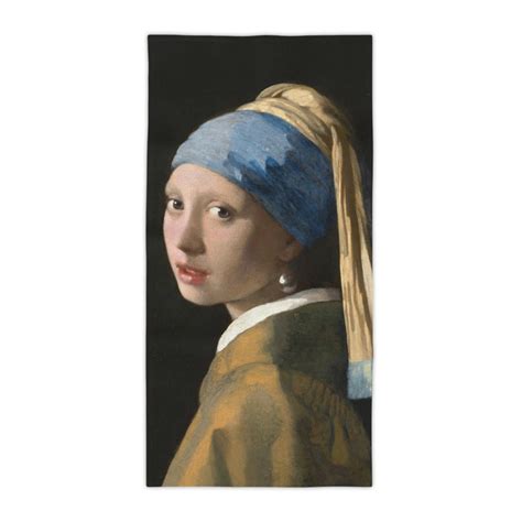 Girl with a Pearl Earring Johannes Vermeer Beach Towels