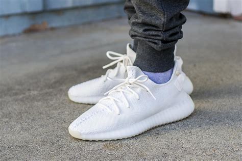 Adidas Yeezy Boost 350 V2 Triple White / Cream On Feet Sneaker Review