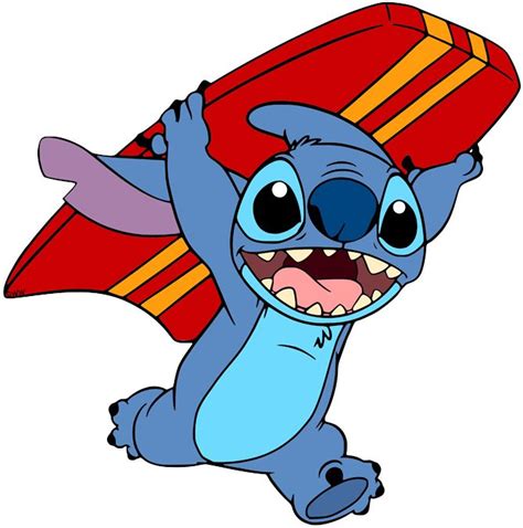 Clip art of Stitch running with a surfboard from Lilo and Stitch # ...