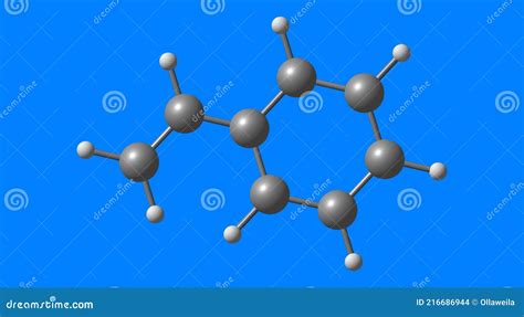 Styrene Molecular Structure Isolated On Blue Stock Illustration | CartoonDealer.com #216686944