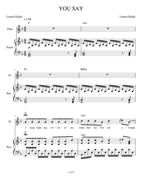 YOU SAY Sheet music for Piano, Flute (Solo) | Musescore.com