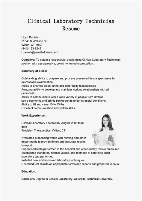 Resume Samples: Clinical Laboratory Technician Resume Sample