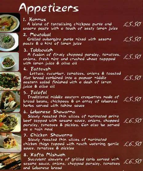 Menu at Zaytoon pub & bar, Manchester