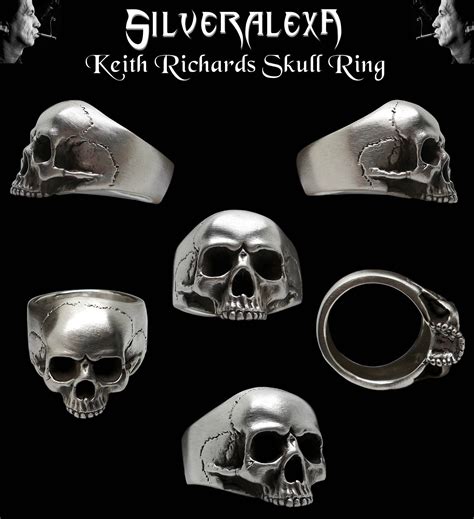 Skull ring - Sterling Silver Keith Richards Skull Ring - ALL SIZES ava ...