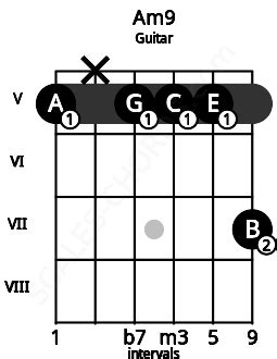 Am9 Guitar Chord | A minor ninth | 7 Guitar Charts and Sounds