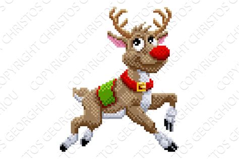 Santa Claus Reindeer 8 Bit Pixel Art | Illustrations ~ Creative Market