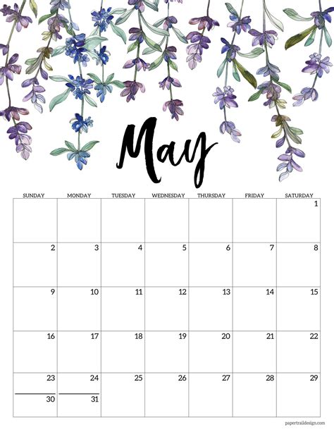 2021 Free Printable Calendar - Floral - Paper Trail Design | Free ...