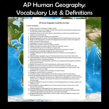 AP Human Geography Vocabulary List and Definitions | TpT