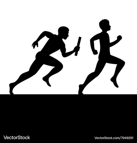 Relay with two people passing baton Royalty Free Vector