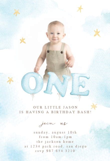 1st Birthday Invitation Card For Baby Boy Templates Free - FREE PRINTABLE TEMPLATES