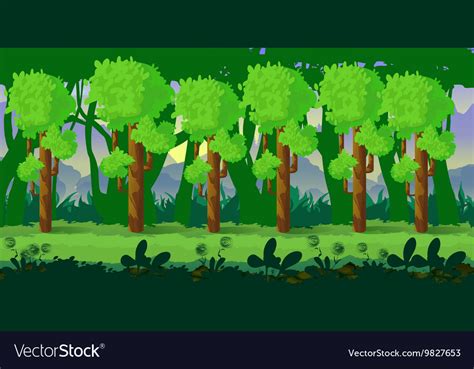 Forest game background 2d application Royalty Free Vector