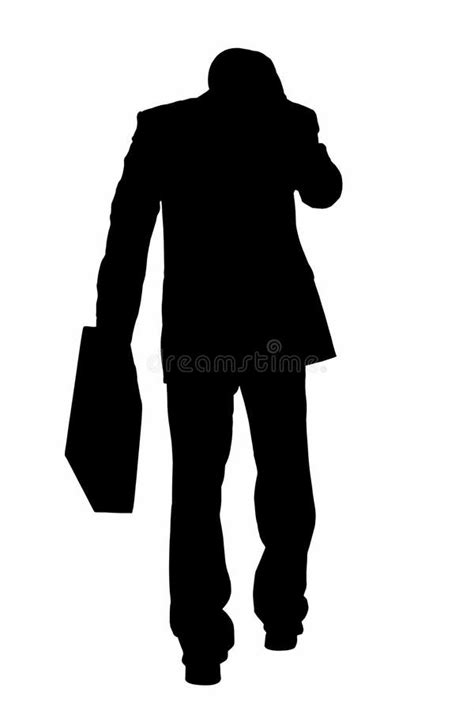 Silhouette With Clipping Path Of Business Man With Briefcase And Stock ...