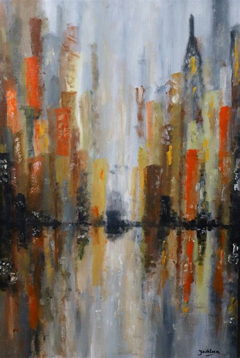 Abstract city Painting by YASHLEEN WARAICH Sapphire Studio Art | Saatchi Art