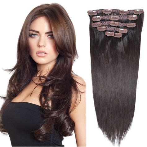 14"Remy Human Hair Clip in Extensions | Natural hair extensions, Human hair clip ins, Real human ...