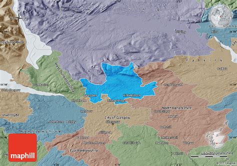 Political Map of East Dunbartonshire, semi-desaturated