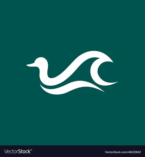 Mallard duck logo with wave concept Royalty Free Vector