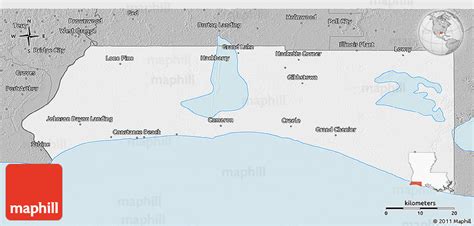 Gray 3D Map of Cameron Parish