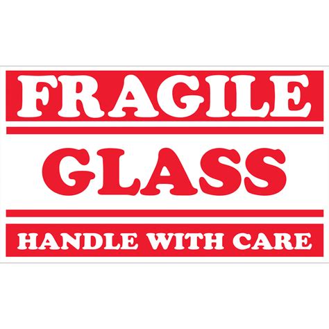 Glass Handle with Care Labels (3 x 5) 500/Roll - PackagingSupplies.com