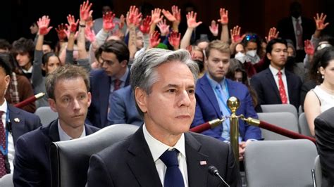 Anti-war protesters interrupt Antony Blinken during Senate hearing