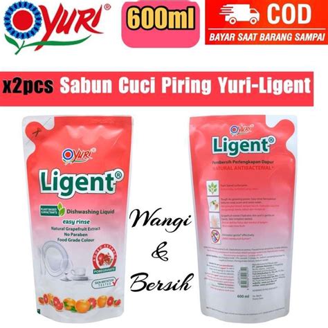 Promo Refill Sabun Cuci Tangan 600ml Yuri-Ligent Sabun Cair Cuci Piring Diskon 16% di Seller ...