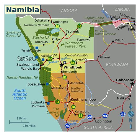 Large regions map of Namibia | Namibia | Africa | Mapsland | Maps of the World