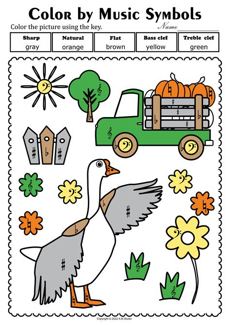 Farm Animal Themed Music Symbol Coloring Sheets for Kids