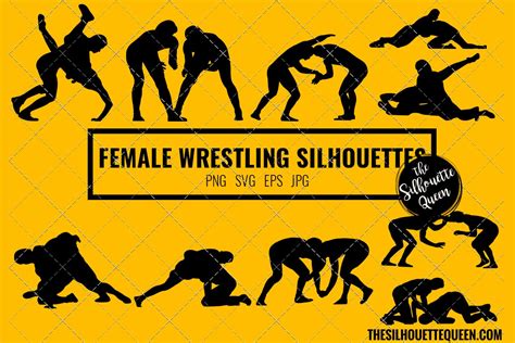 Female Wrestling Clipart Black