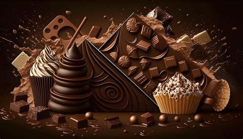 Premium AI Image | A painting of chocolates and a cup of chocolate.