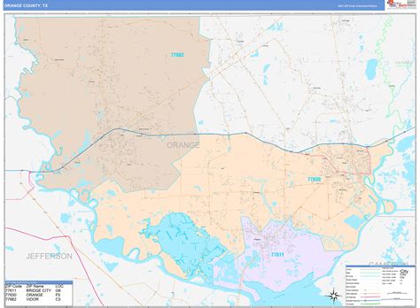 Orange County, TX Wall Map Color Cast Style by MarketMAPS - MapSales